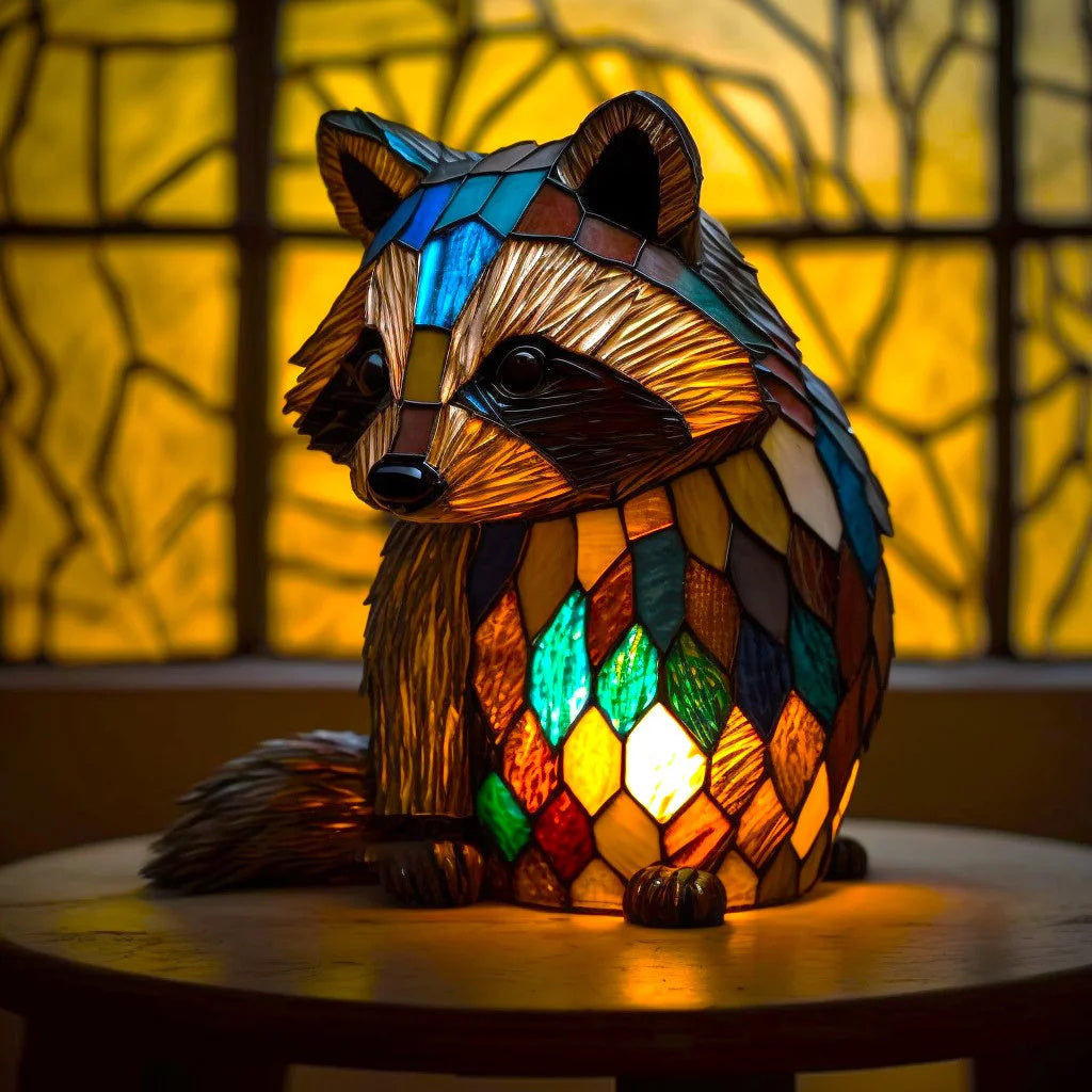 Stained Glass Table Lamp Animal Design Vintage Style