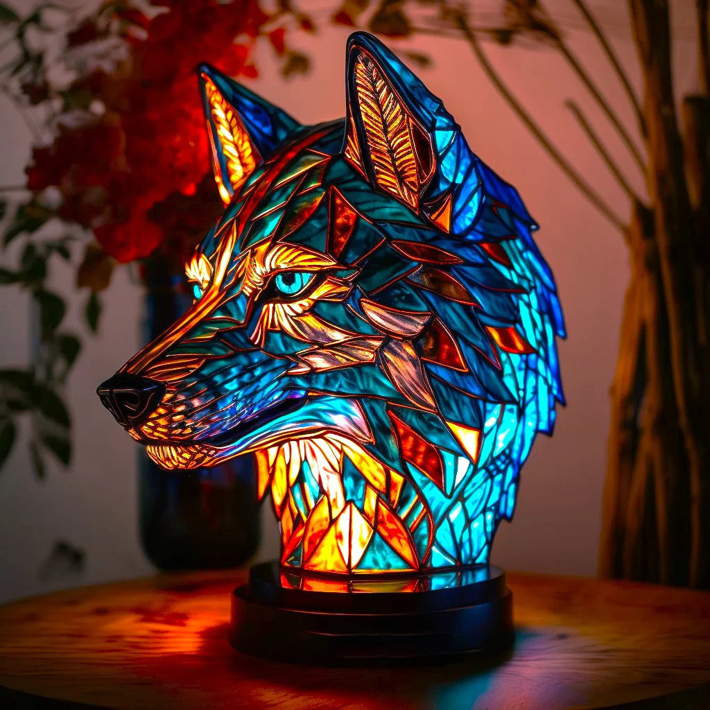 Stained Glass Table Lamp Animal Design Vintage Style