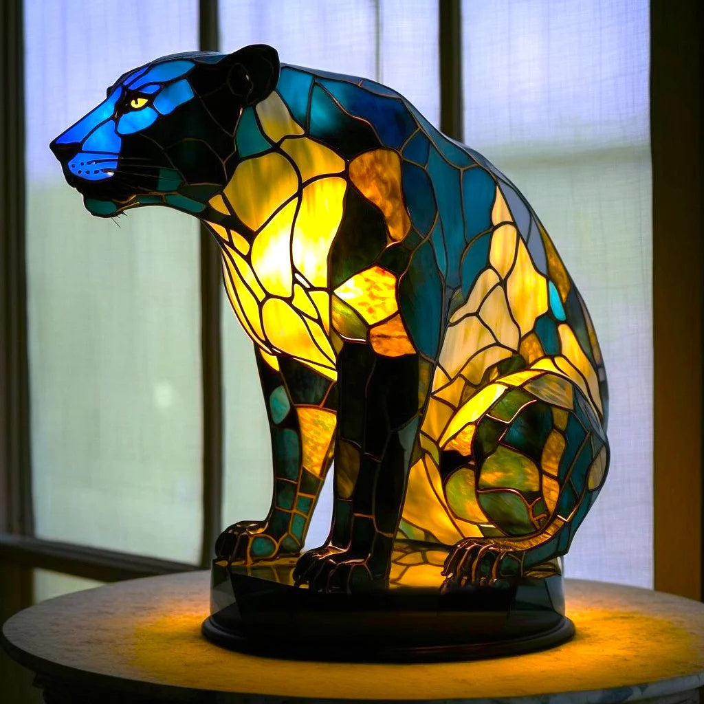 Stained Glass Table Lamp Animal Design Vintage Style