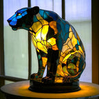 Stained Glass Table Lamp Animal Design Vintage Style