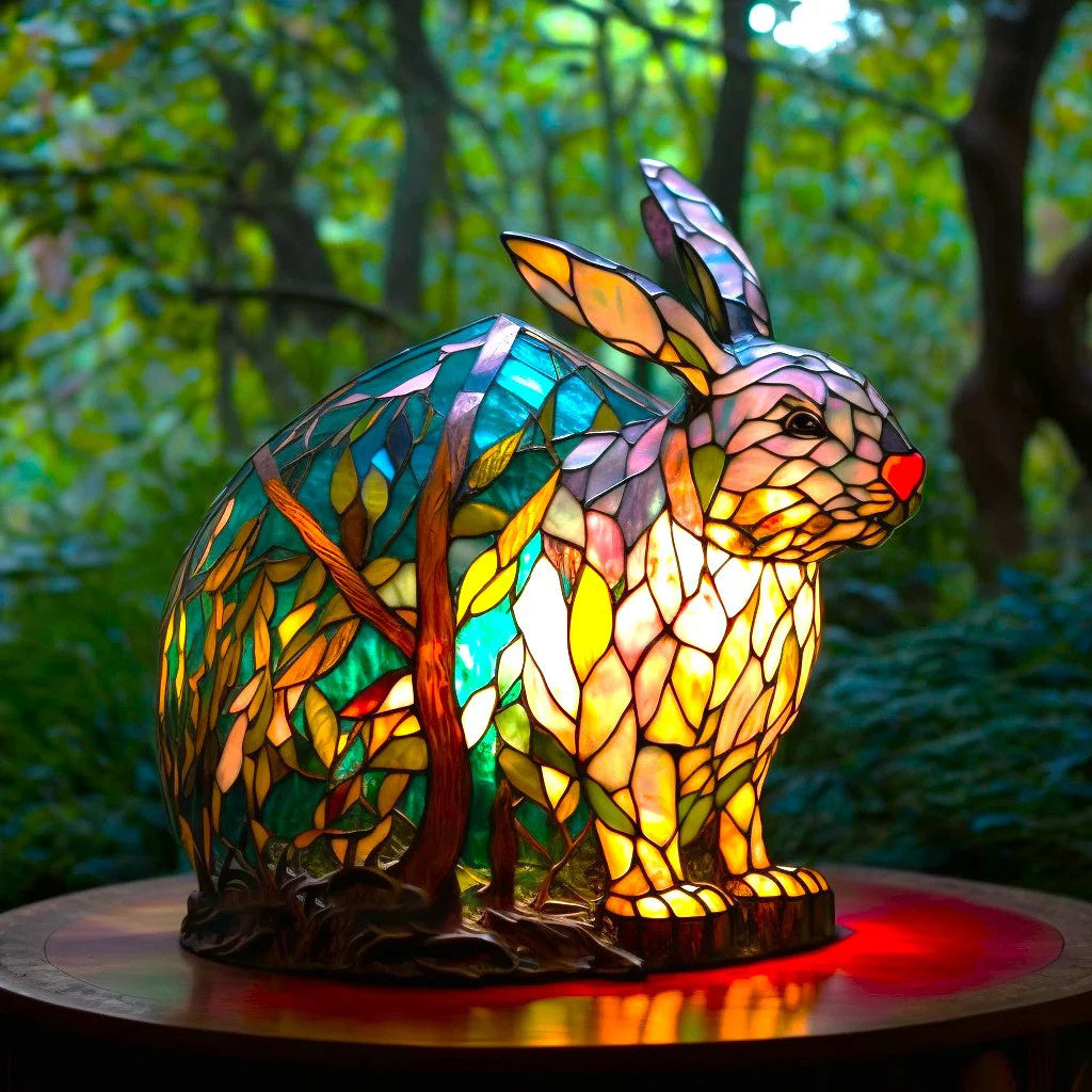 Stained Glass Table Lamp Animal Design Vintage Style