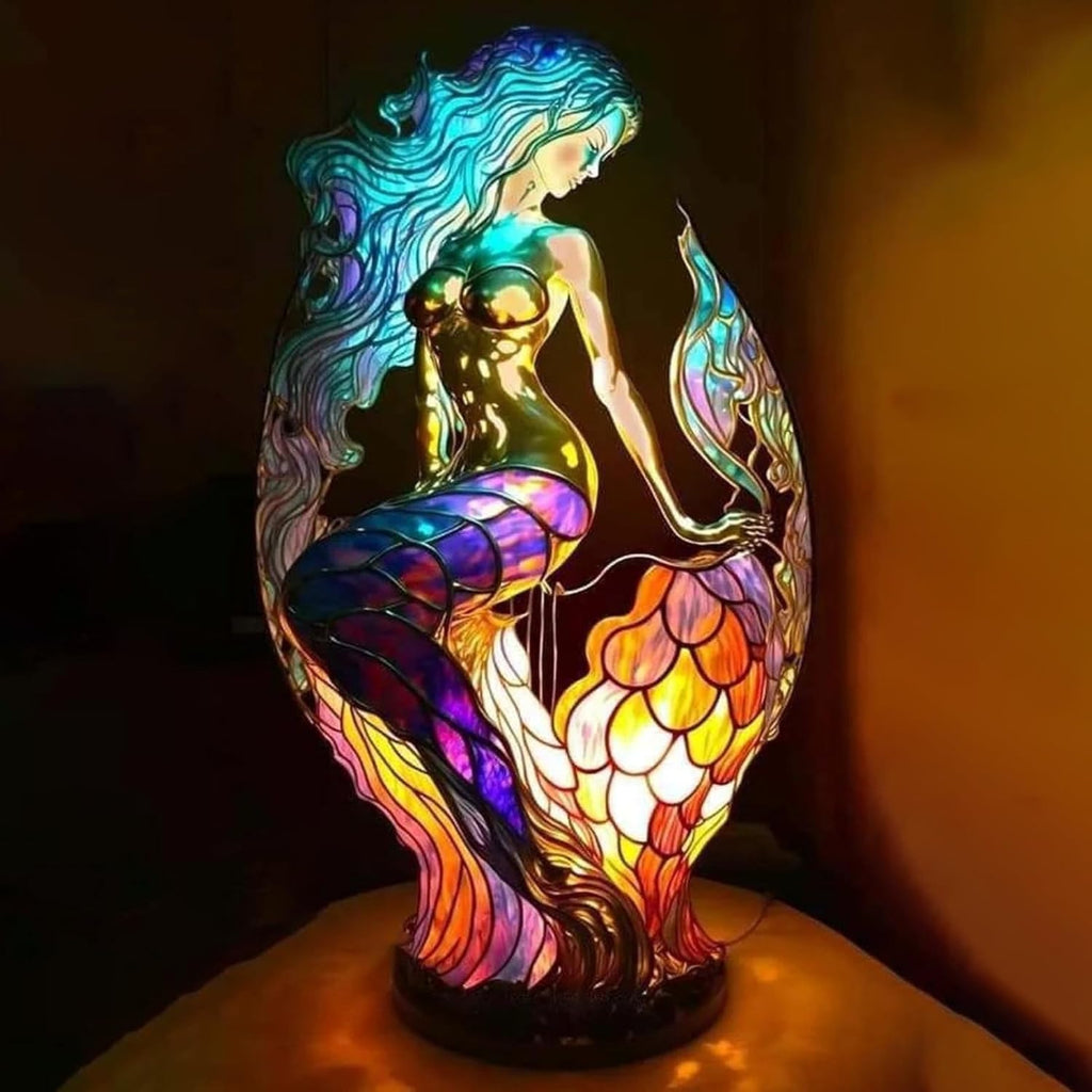 Stained Glass Table Lamp Animal Design Vintage Style