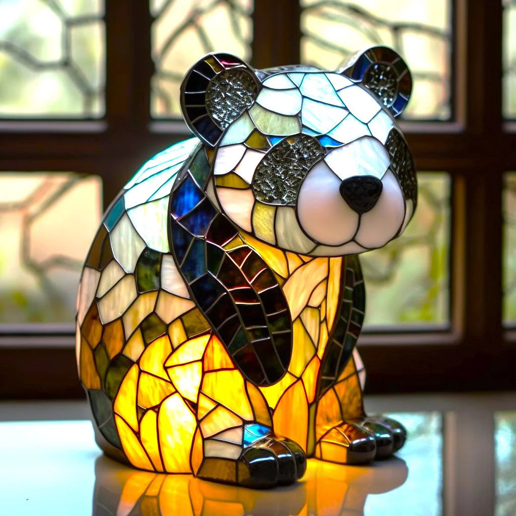 Stained Glass Table Lamp Animal Design Vintage Style