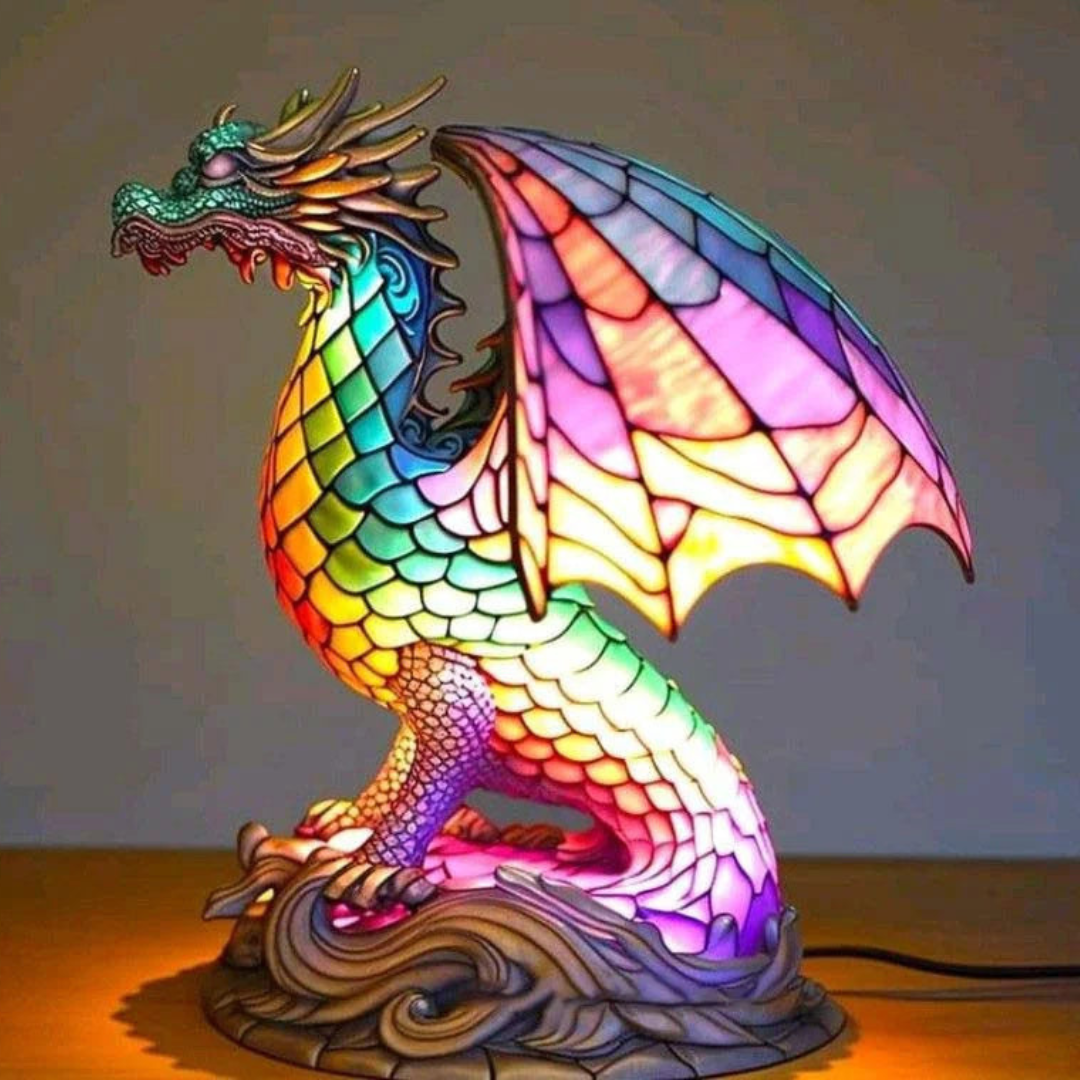Stained Glass Table Lamp Animal Design Vintage Style