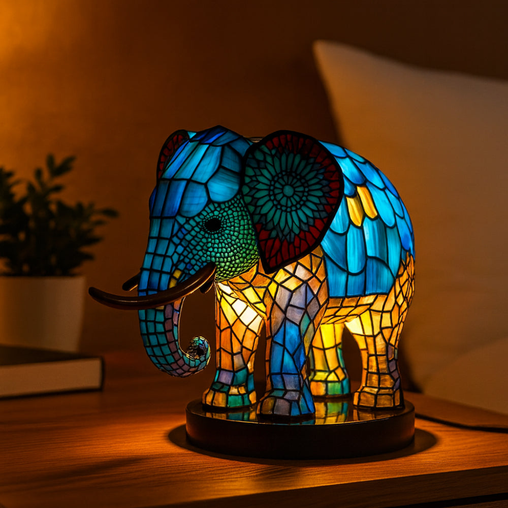 Stained Glass Table Lamp Animal Design Vintage Style