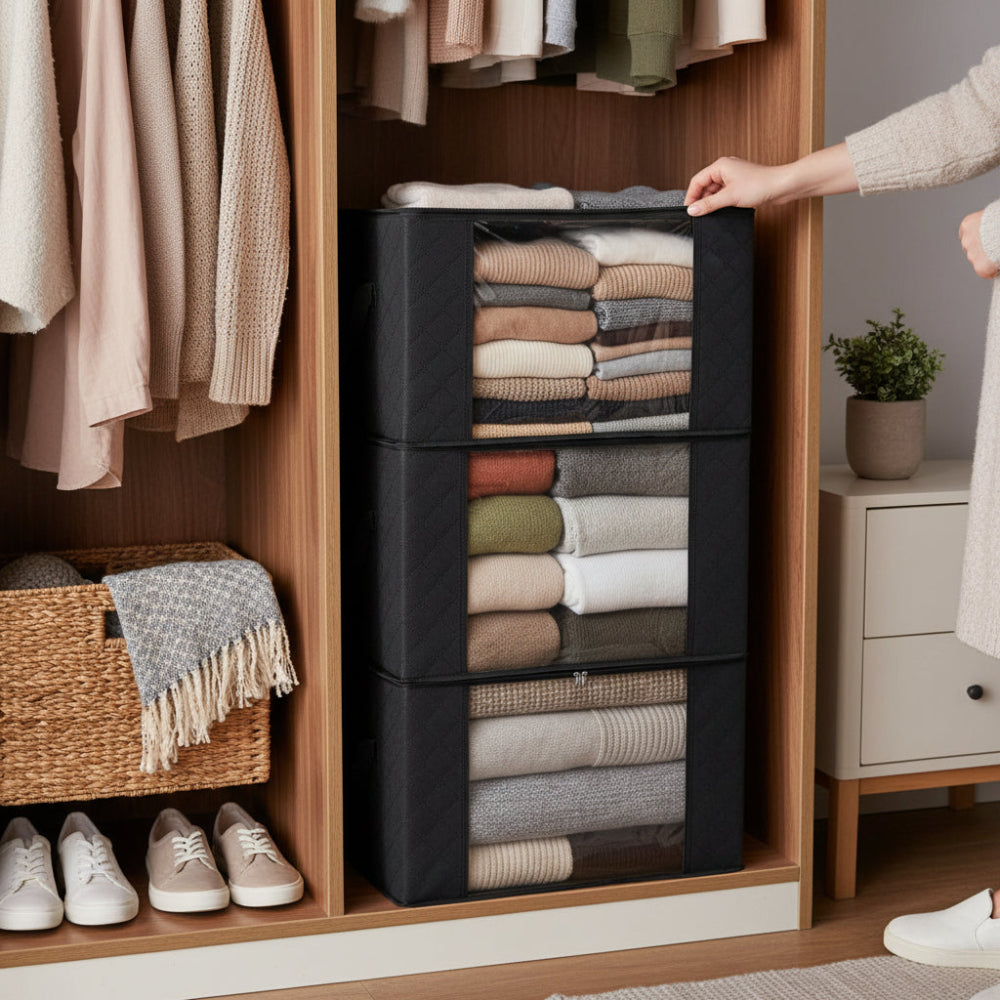 Storage Boxes for Clothes 3 Piece Set with Window Organizer