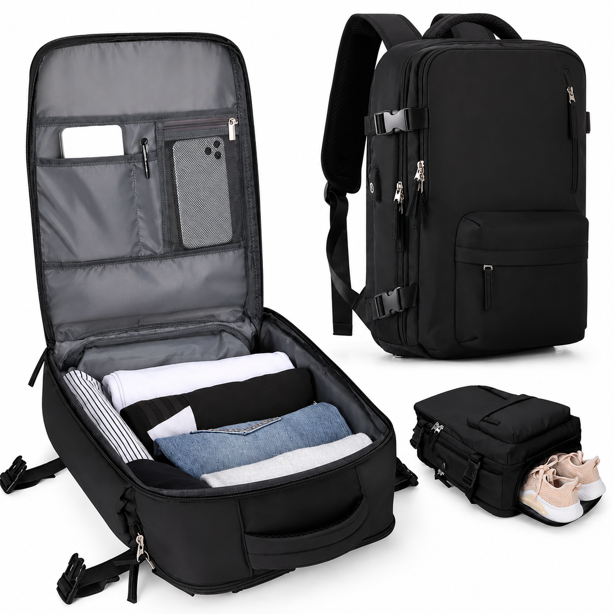 Travel Backpack with Shoe Compartment Bag for Travel and Storage