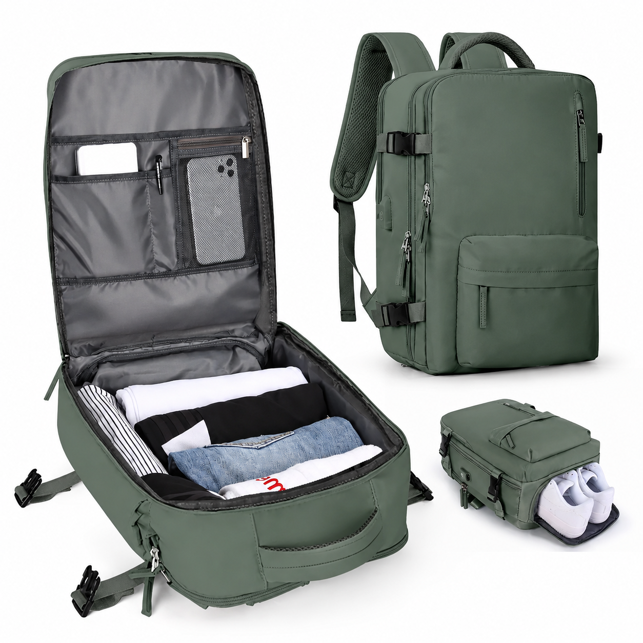 Travel Backpack with Shoe Compartment Bag for Travel and Storage