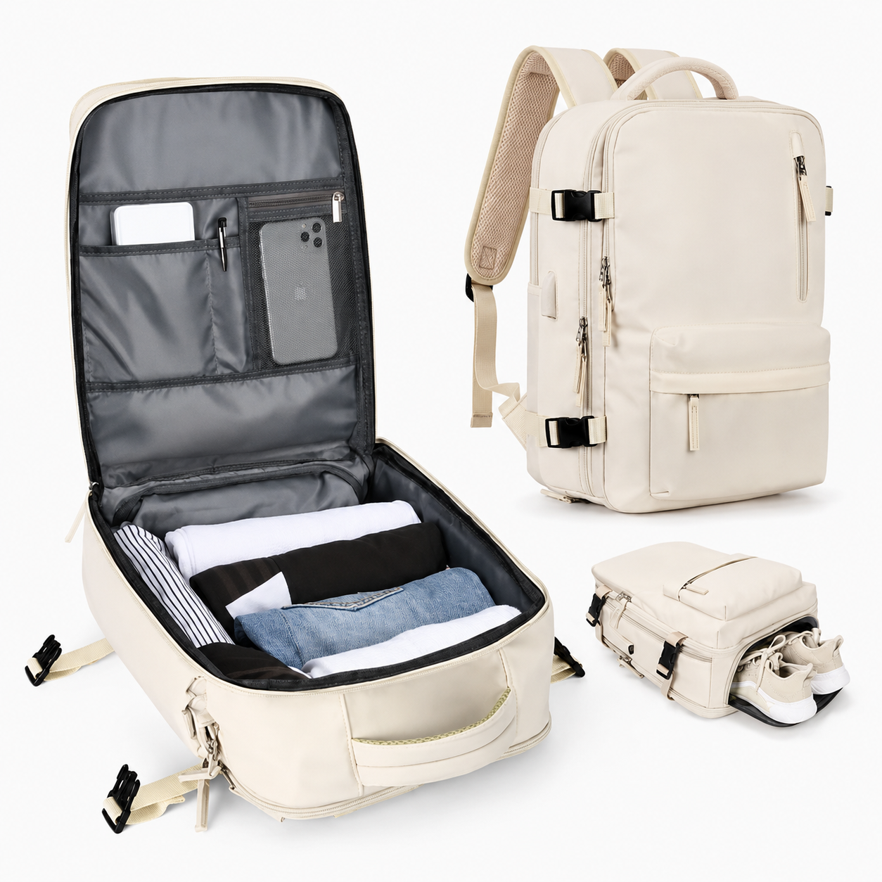 Travel Backpack with Shoe Compartment Bag for Travel and Storage