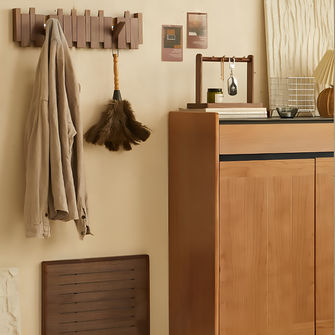 Wall Mounted Folding Coat Rack with Hooks for Hallway Entrance