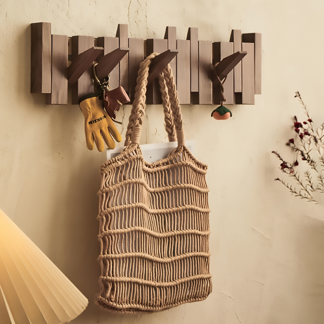 Wall Mounted Folding Coat Rack with Hooks for Hallway Entrance