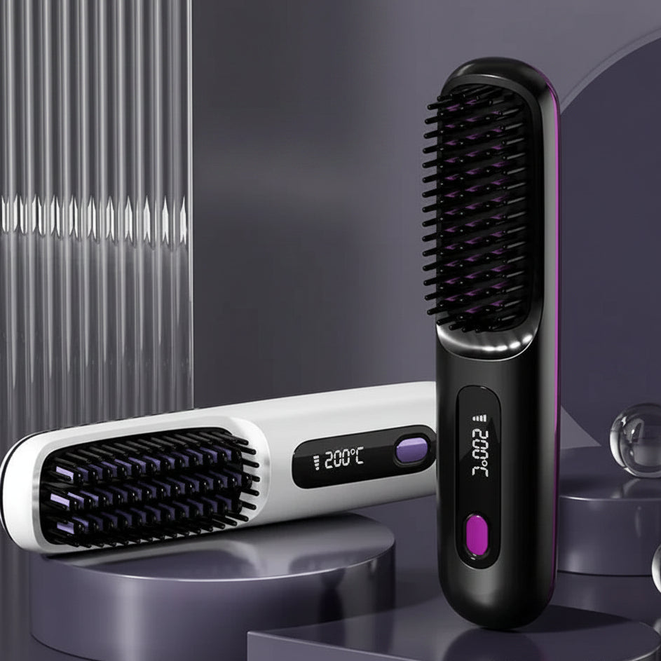 Wireless USB Hair Straightener Brush Electric Hair Styling Tool