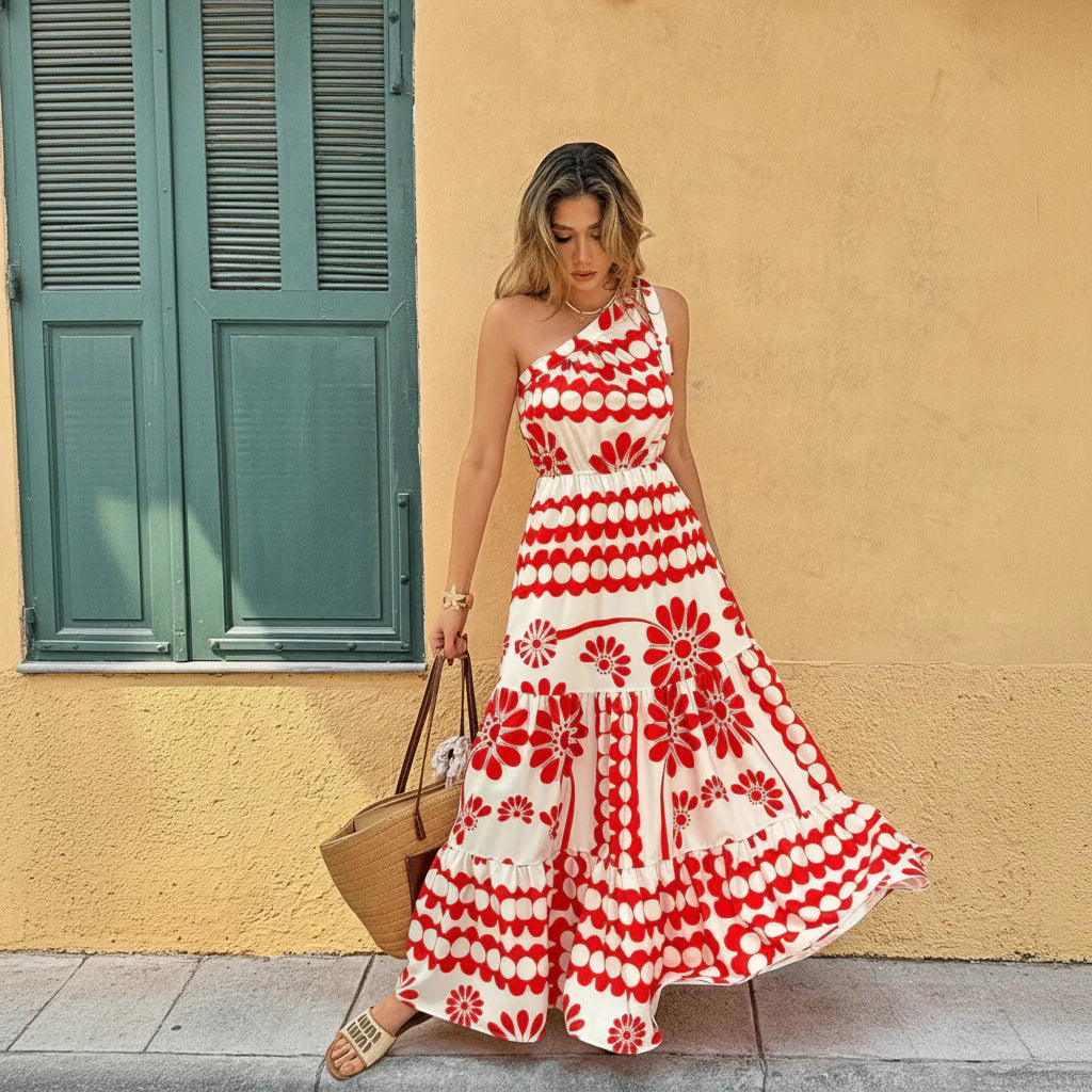 Women Sleeveless Summer Dress Ruffle Hem Casual Dress