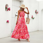 Women Sleeveless Summer Dress Ruffle Hem Casual Dress