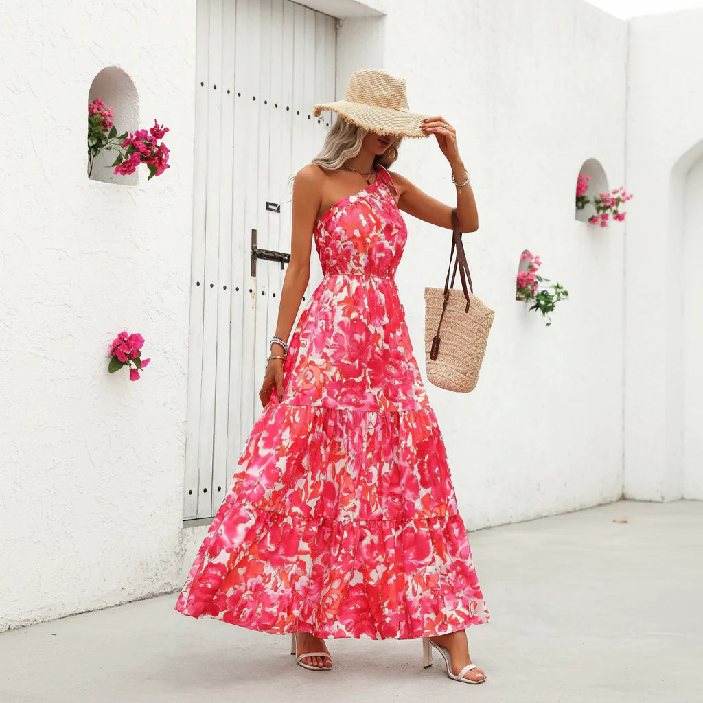 Women Sleeveless Summer Dress Ruffle Hem Casual Dress