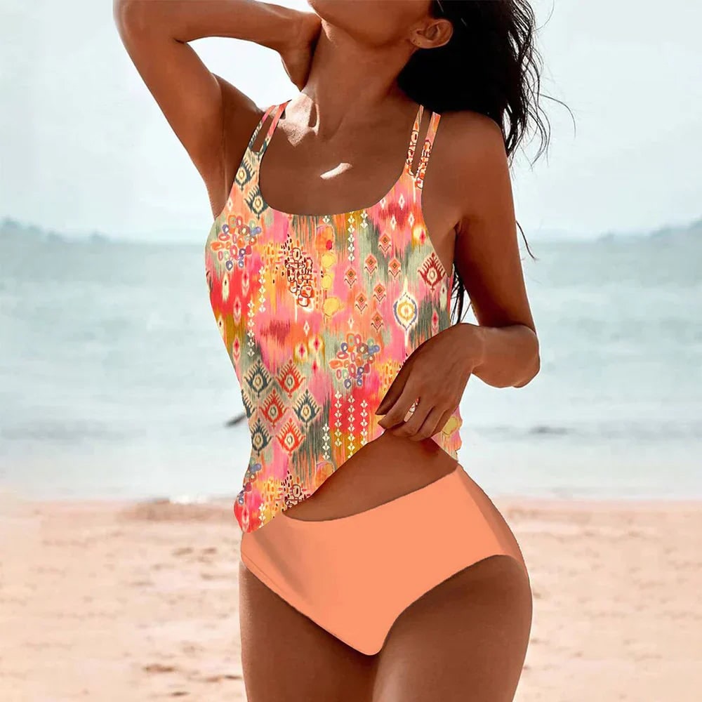 Women Tankini Swimsuit Two Piece Swimwear Set