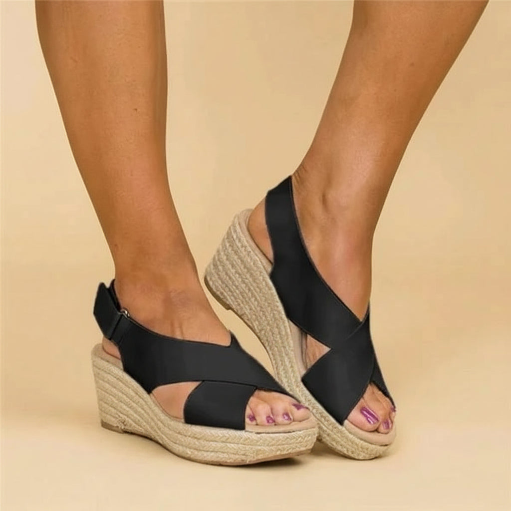 Women Wedge Sandals Cross Strap Summer Shoes