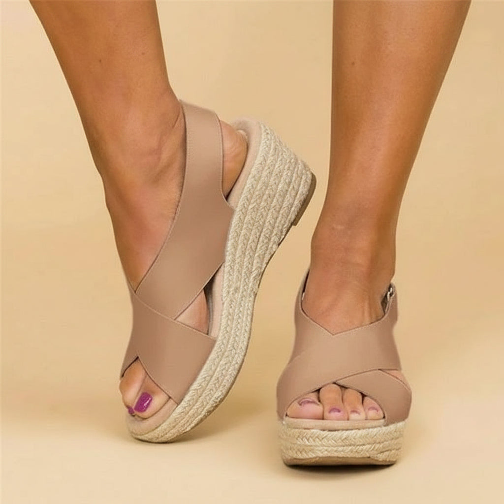 Women Wedge Sandals Cross Strap Summer Shoes