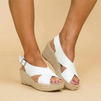 Women Wedge Sandals Cross Strap Summer Shoes
