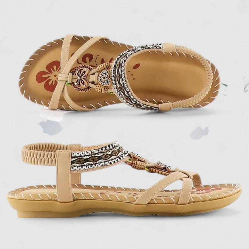 Women’s Adjustable Strap Flat Sandals with Embellishments
