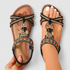 Women’s Adjustable Strap Flat Sandals with Embellishments