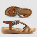 Women’s Adjustable Strap Flat Sandals with Embellishments