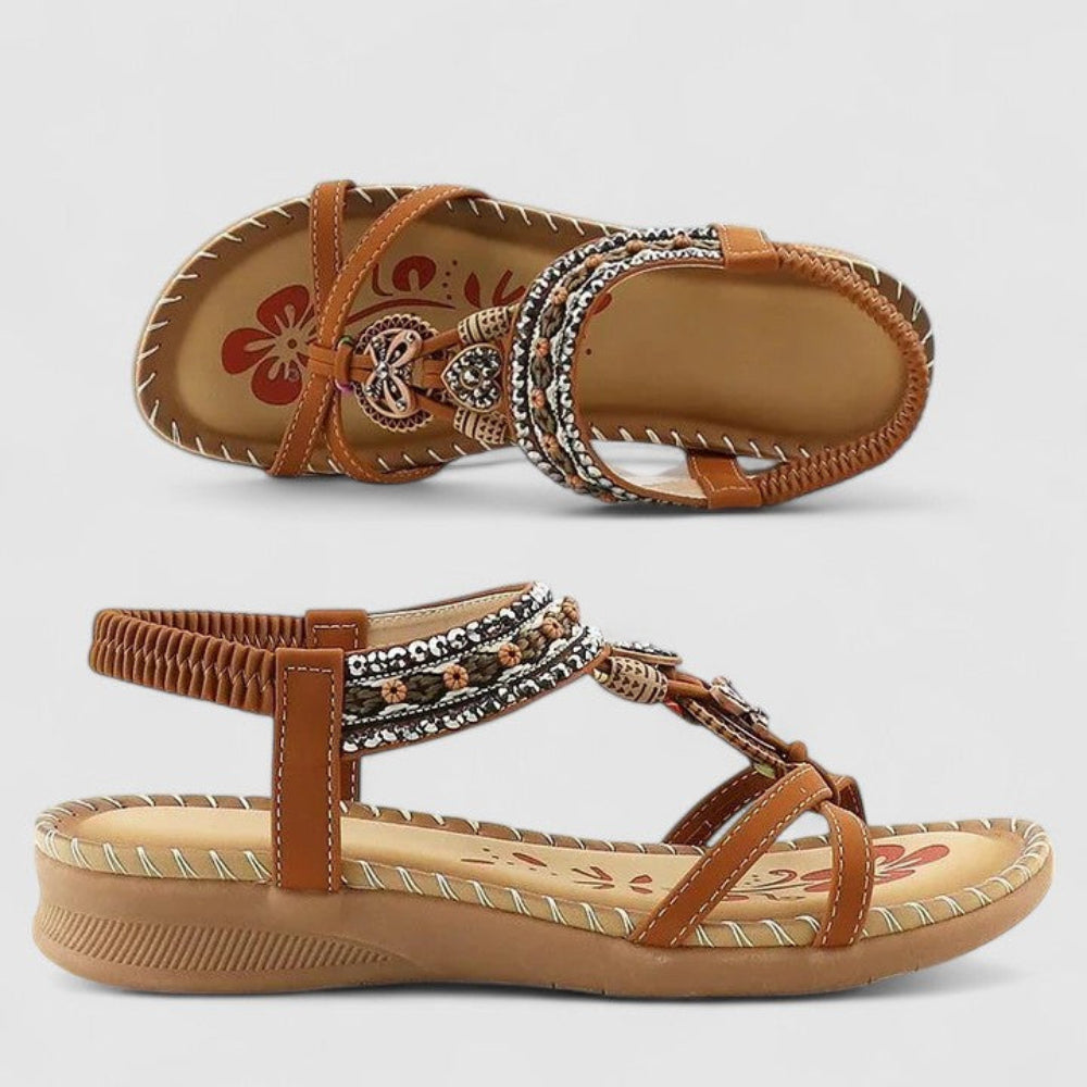 Women’s Adjustable Strap Flat Sandals with Embellishments
