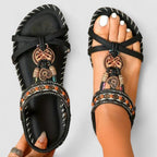 Women’s Adjustable Strap Flat Sandals with Embellishments