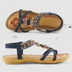 Women’s Adjustable Strap Flat Sandals with Embellishments