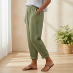 Women’s Folded Hem Straight Leg Trousers Pants