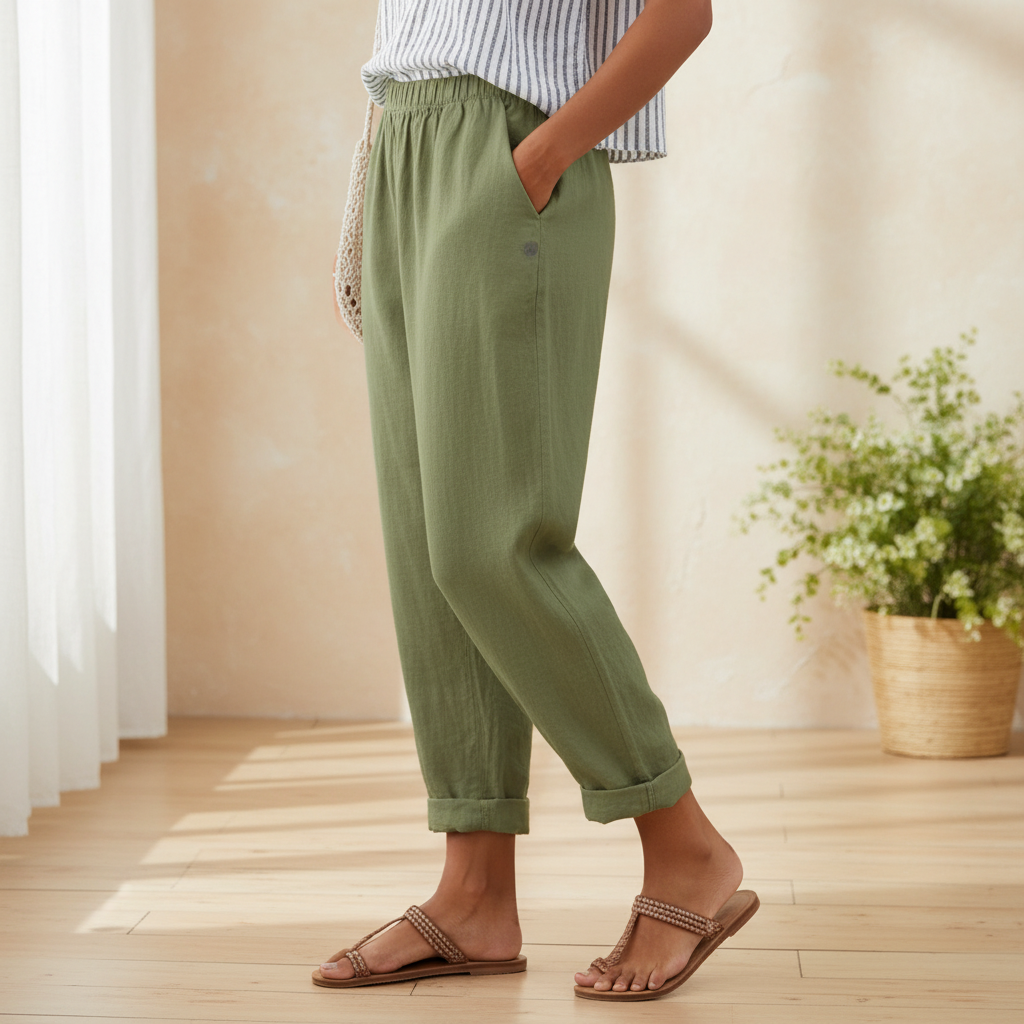 Women’s Folded Hem Straight Leg Trousers Pants