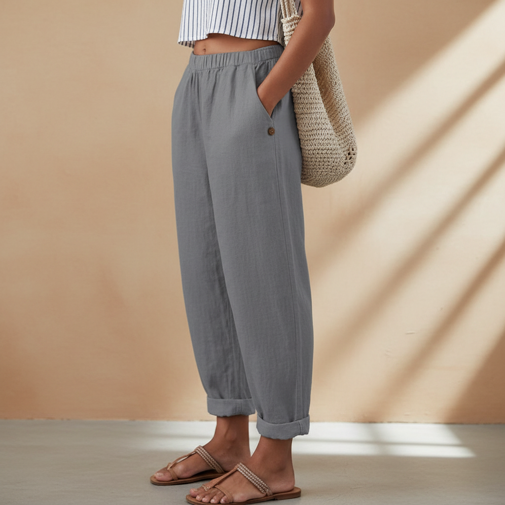 Women’s Folded Hem Straight Leg Trousers Pants