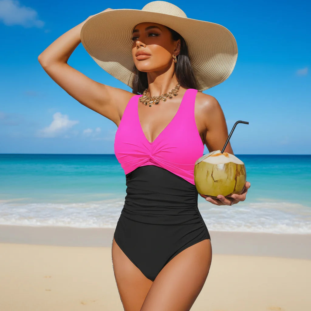 Women's One-Piece V-Neck Push-Up Swimsuit