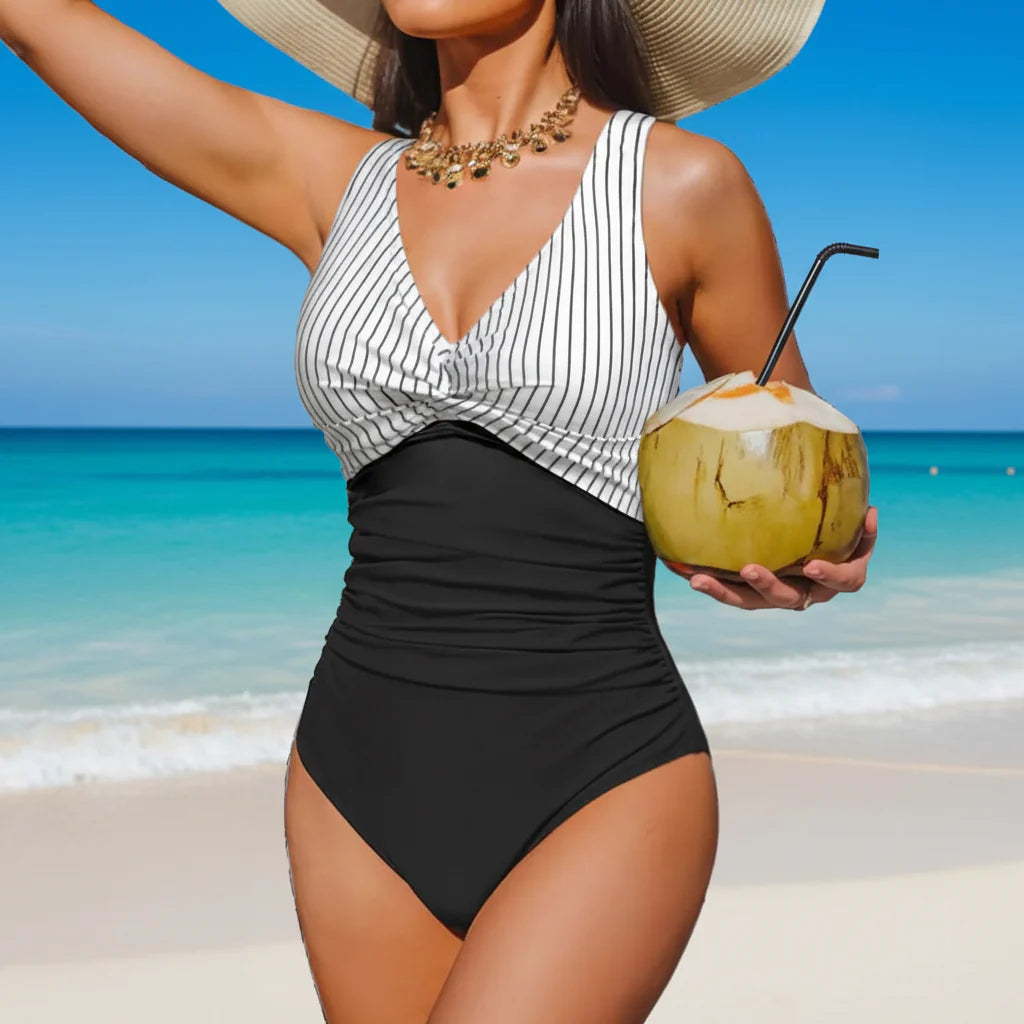 Women's One-Piece V-Neck Push-Up Swimsuit