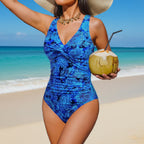 Women's One-Piece V-Neck Push-Up Swimsuit