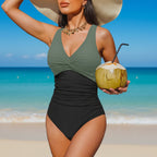 Women's One-Piece V-Neck Push-Up Swimsuit