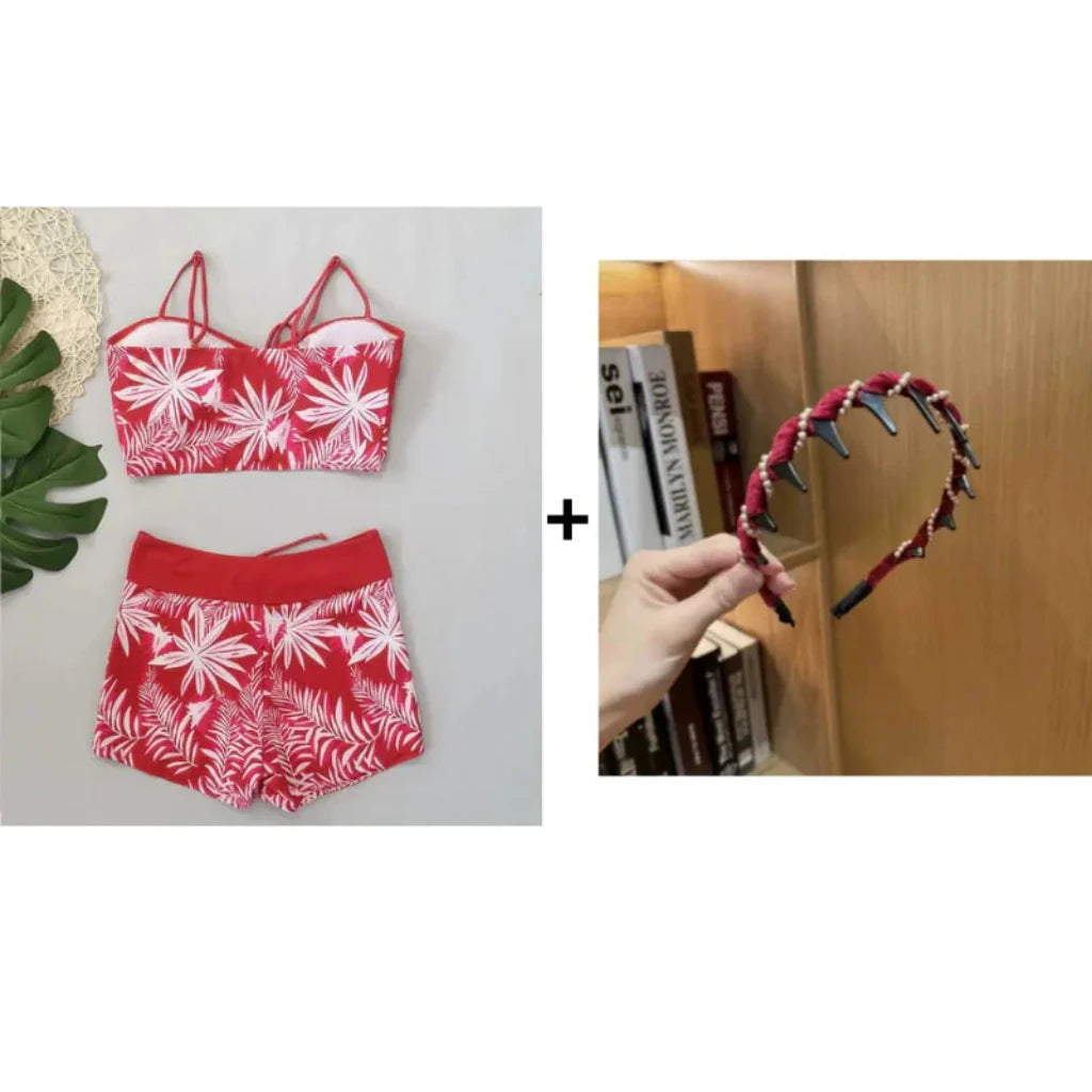 Women's Two-Piece Printed Bikini Swimsuit Set for Swimming