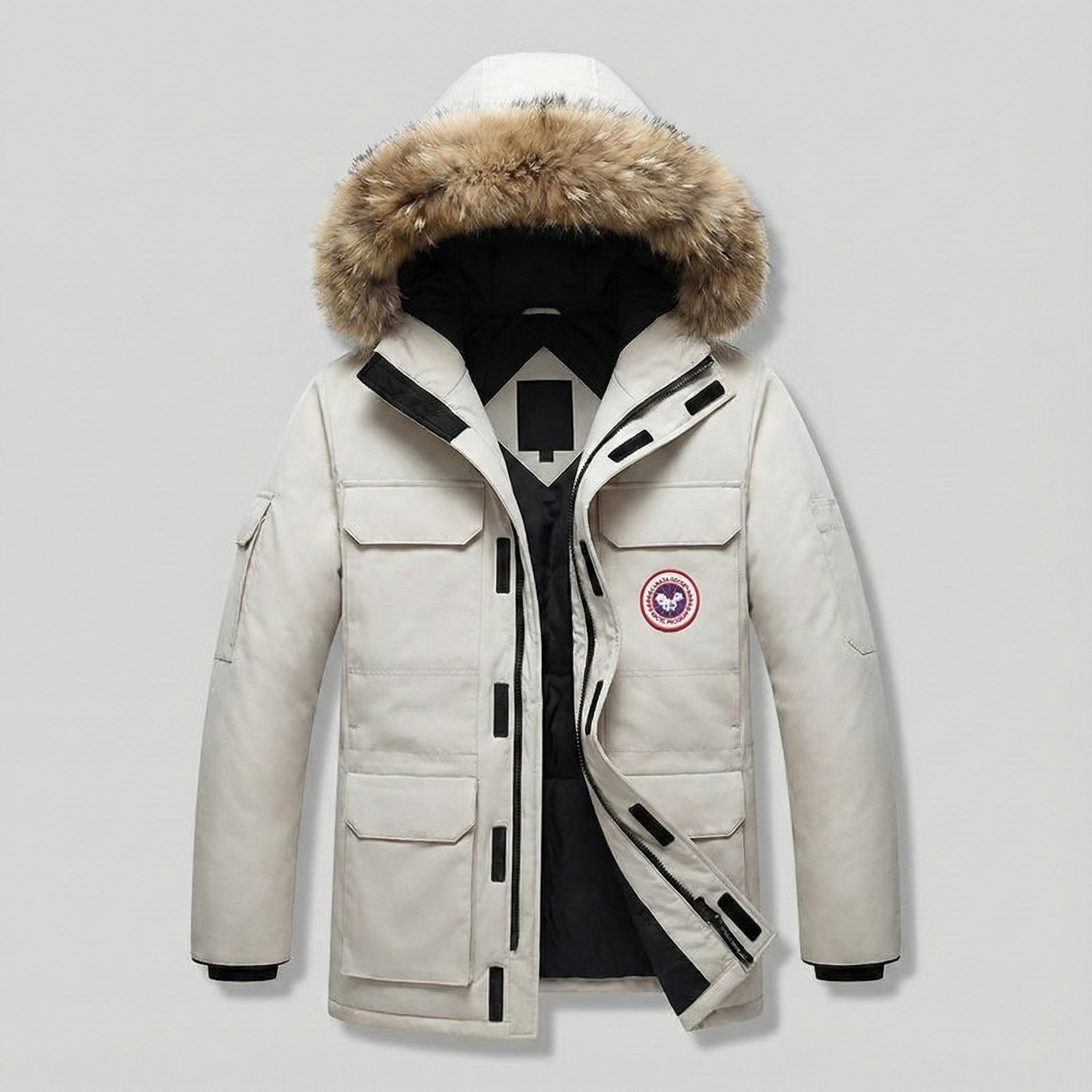 Women’s Hooded Puffer Coat with Faux Fur Trim