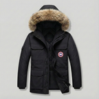Women’s Hooded Puffer Coat with Faux Fur Trim