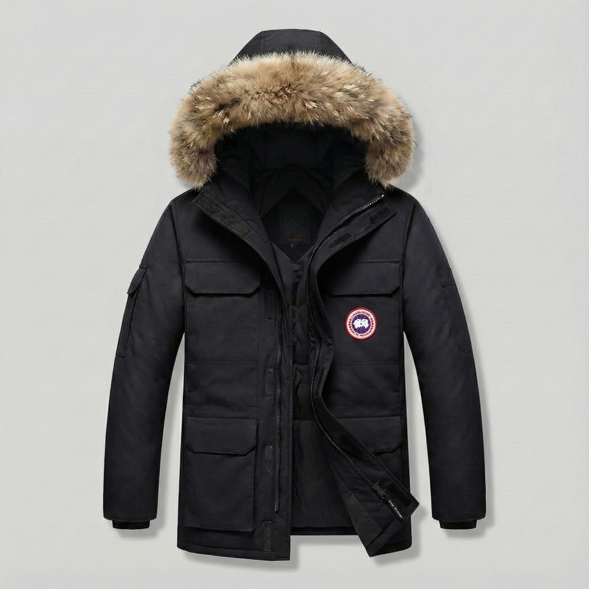 Women’s Hooded Puffer Coat with Faux Fur Trim