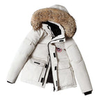 Women’s Hooded Puffer Coat with Faux Fur Trim