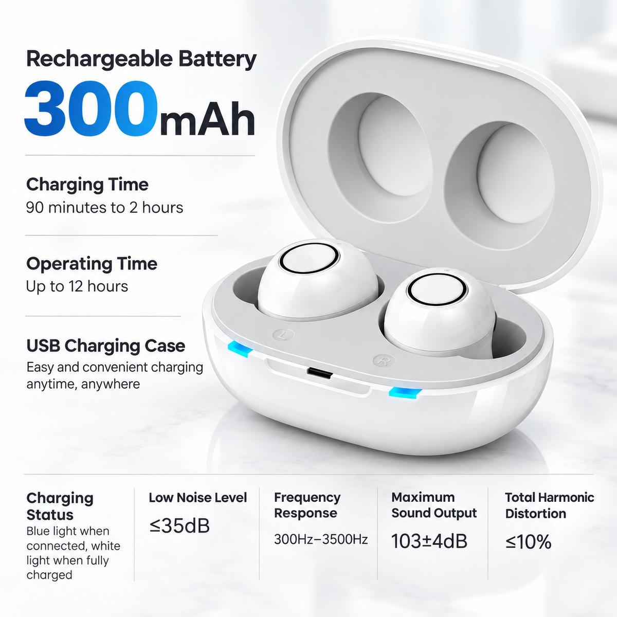Rechargeable Bluetooth Hearing Aids In Ear with App Control