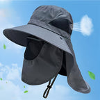 Men's Sun Hat with Removable Face and Neck Flap Adjustable Drawstring