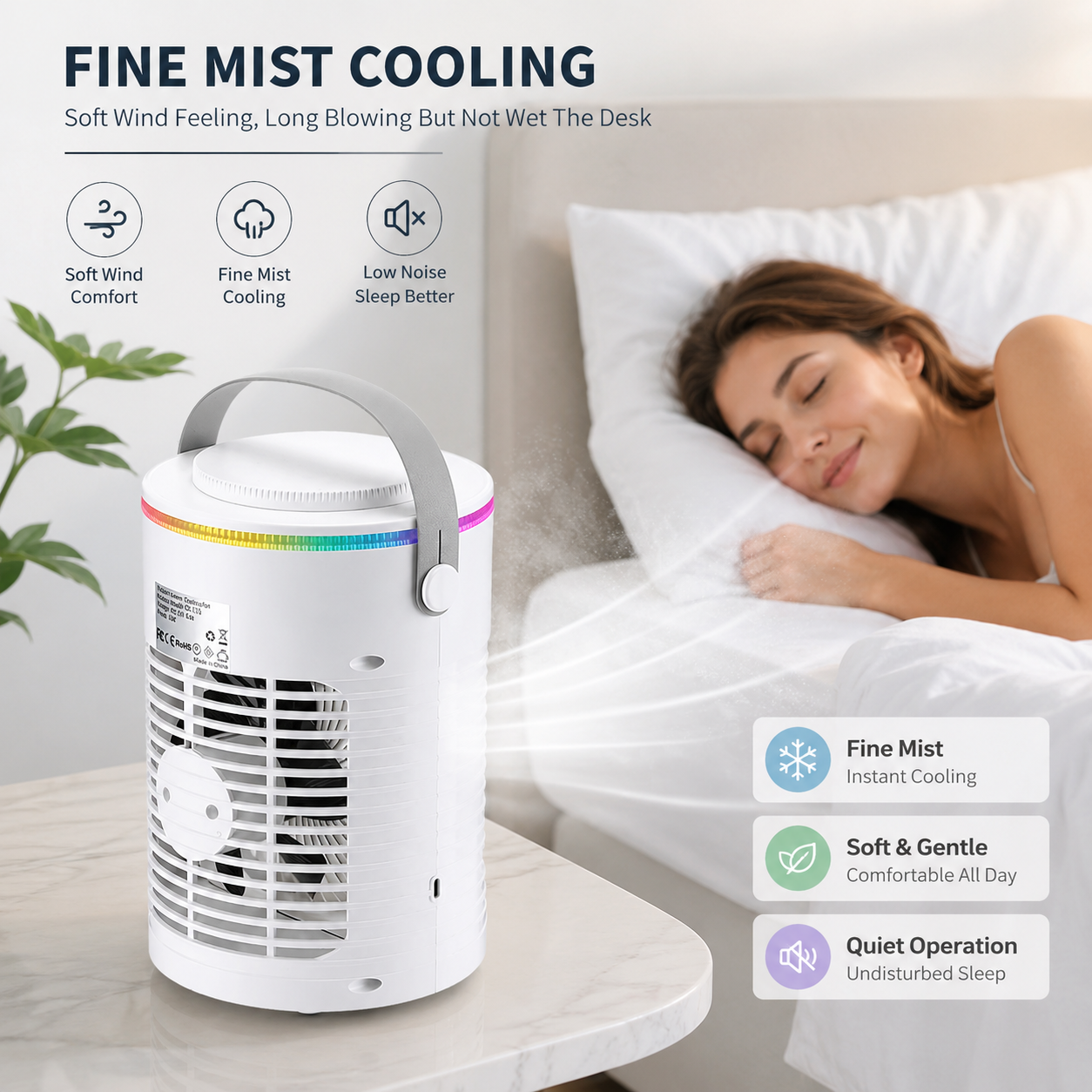 Mini Portable Desktop Air Conditioner Cooling Fan USB Timer RGB