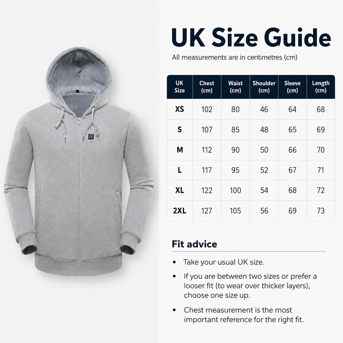 Women's Heated Zip Hoodie Rechargeable USB Warm Jacket