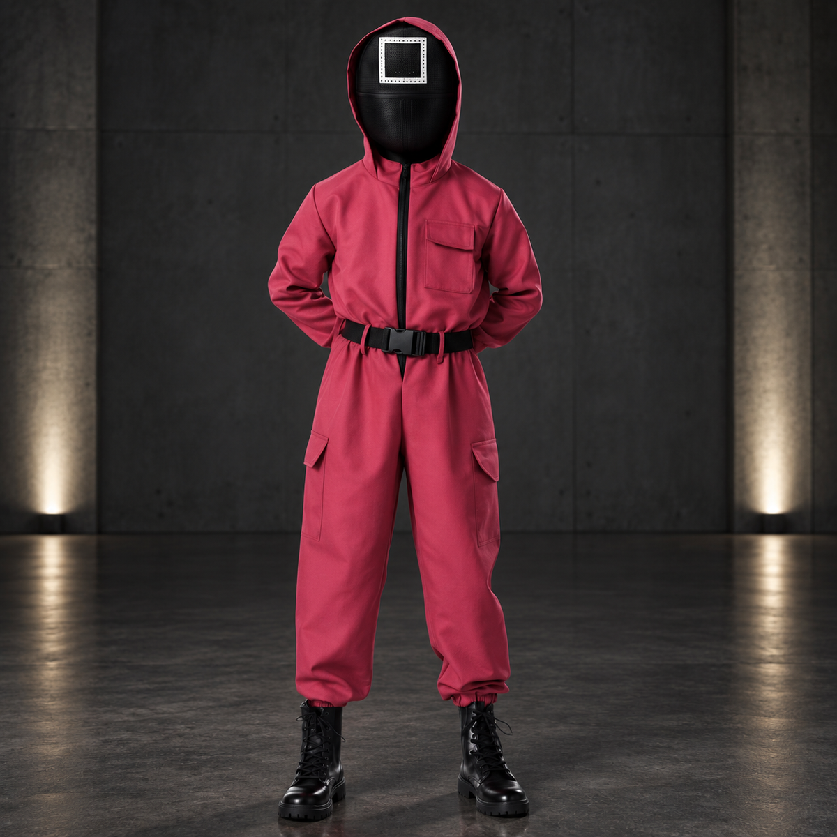 Game Guard Costume Red Jumpsuit with Mask Adult Halloween
