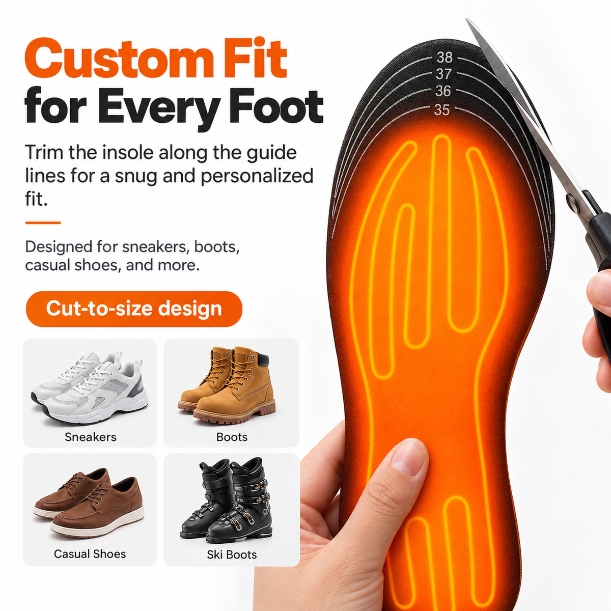 Rechargeable Heated Insoles Thermal Shoe Inserts for Boots