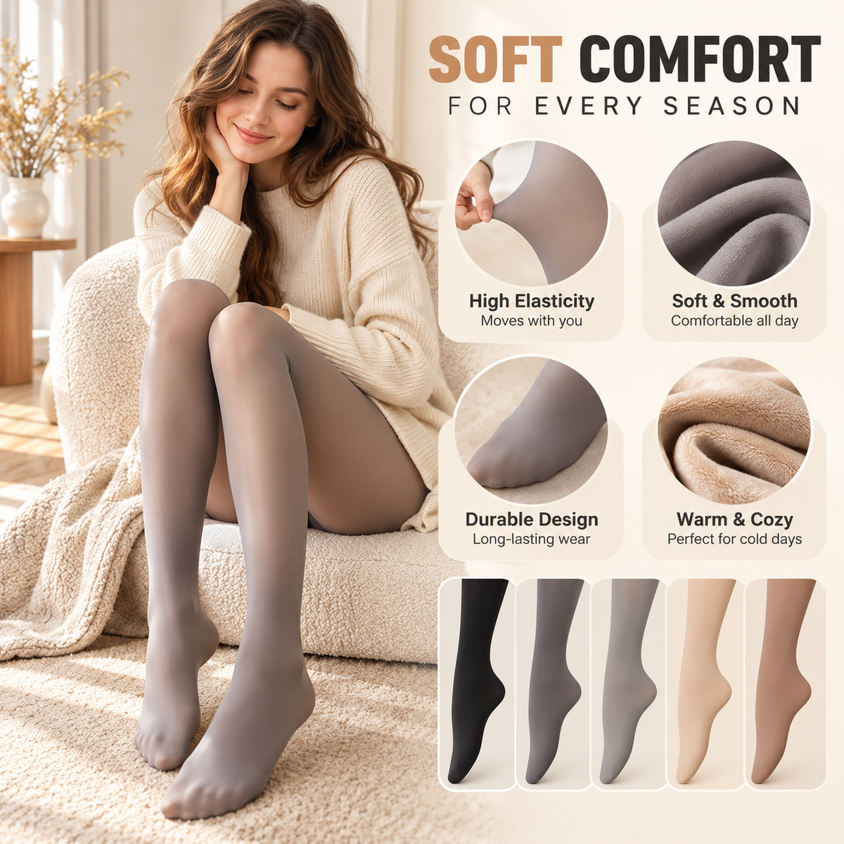 Women's Thermal Stockings Fleece Lined Winter Tights