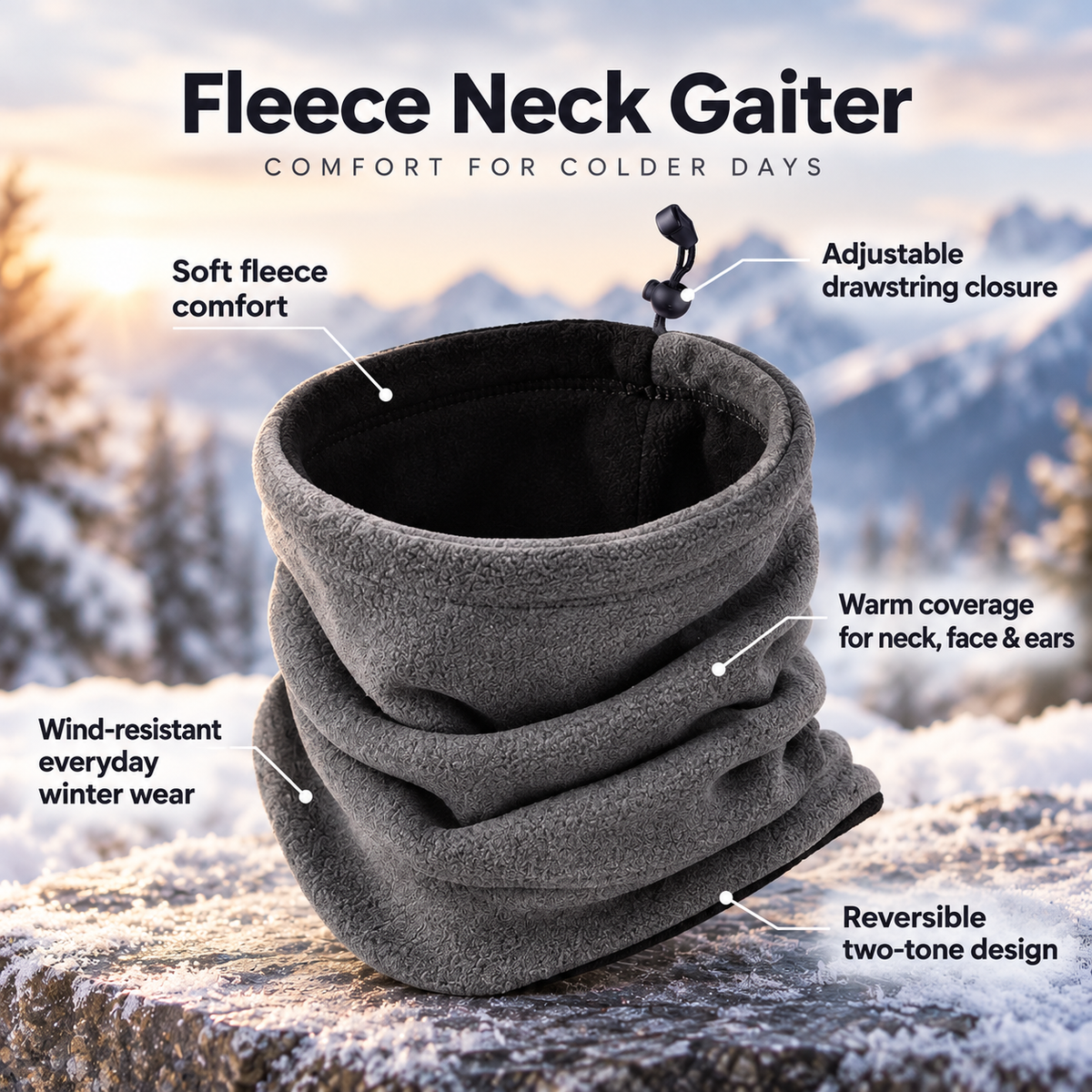 Windproof Fleece Tube Scarf Neck Warmer Gaiter for Winter