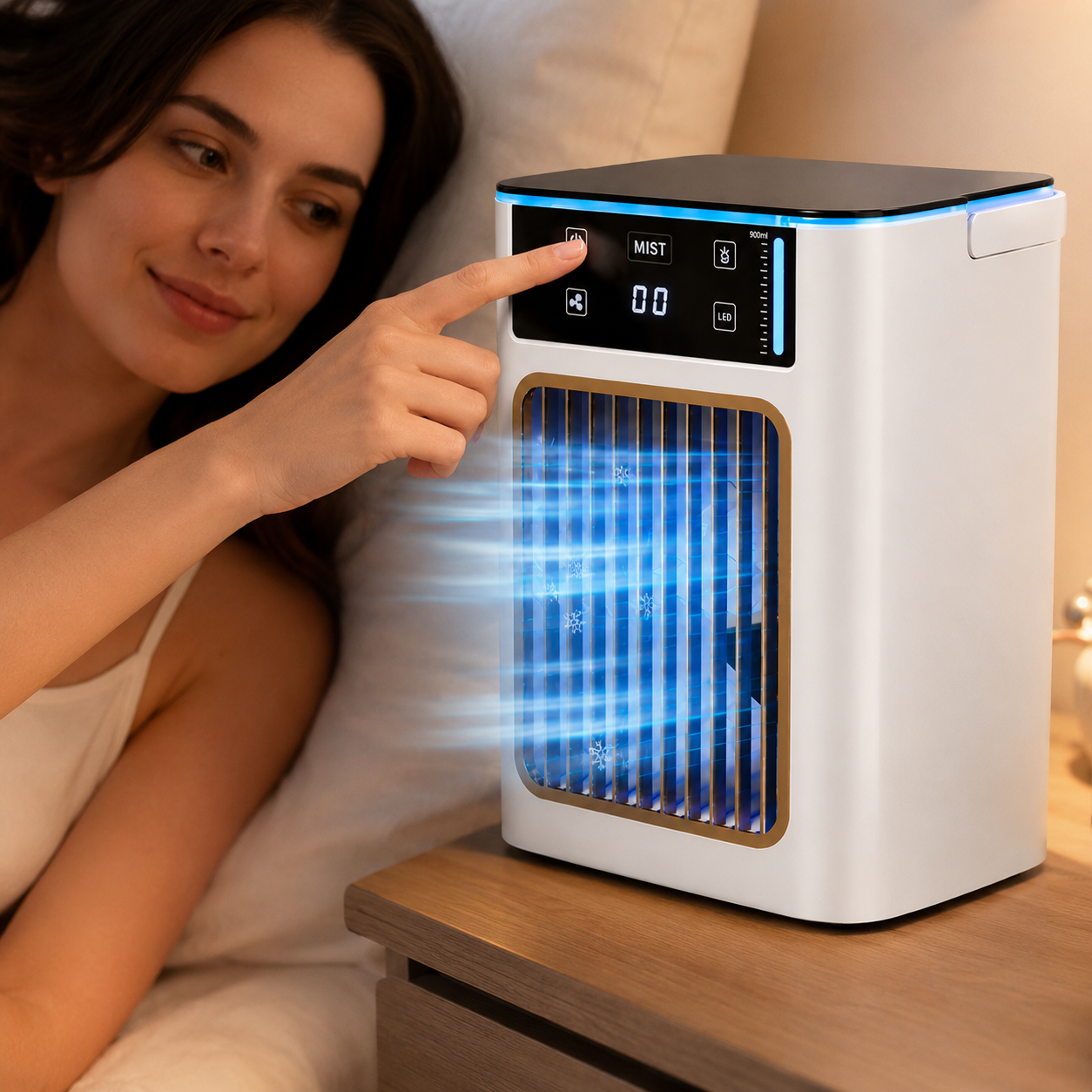 Portable Evaporative Air Cooler, USB Desktop Cooling Fan with Humidifier & Mist Spray